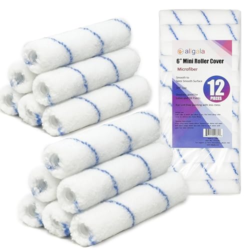Allgala 6" Mini 3/8" Nap Shedless Microfiber Paint Roller Cover for Door Trim Furniture Cabinets - 12 Pack - TH10380 - size: 6" Micro (Pack of 12)