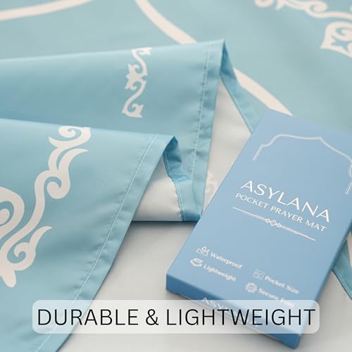 Portable Islamic Pocket Prayer Mat, Waterproof & Lightweight Thin Travel Sajjadah, Foldable Compact Small Muslim Praying Rug with Elastic Band, Essential Salah Gift Accessory - color: Nomad Turquoise