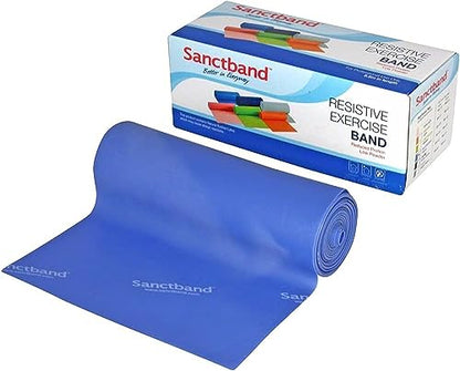 (Product of Malaysia) 6 Yards Blue Sanctband (Level 4 Heavy Resistance) Exercise Bands Physical Therapy for Strength Training Yoga Pilates Stretching Stretch Elastic Band Different Strengths Workout