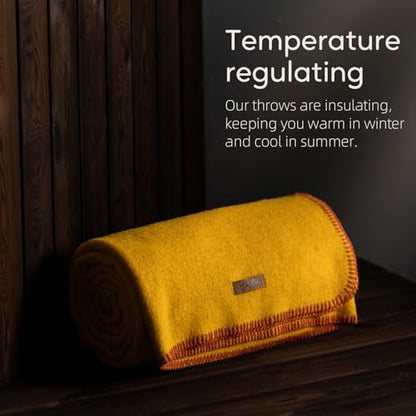 Molithe 100% Wool Blanket, 62" x 48", Warm, Thick, Military, Camping Gear - color: Yellow, size: Medium