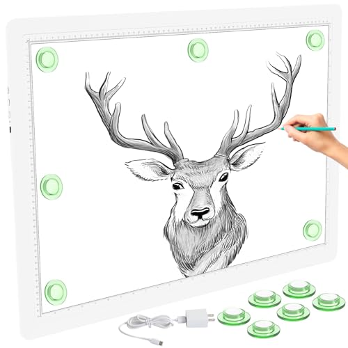 Phylosal Magnetic A2 Light Pad 25.2''x18.4'', Large 3-Color Modes Light Box, Diamond Art Light Board, Lightbox for Tracing and Drawing, USB Power Artcraft Light Table for Sketching, Weeding Vinyl - color: White, size: A2 without Handbag