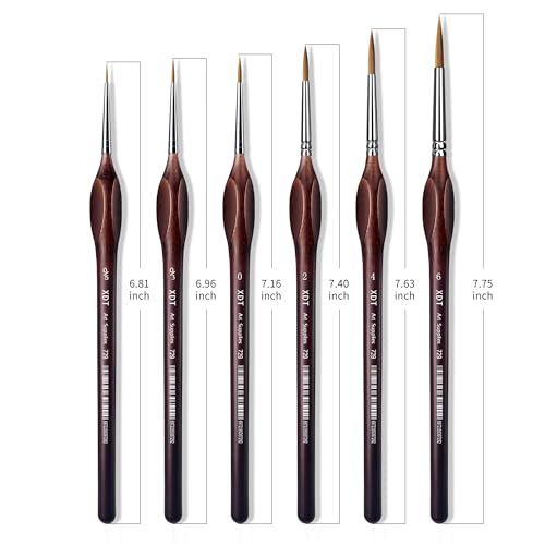 XDT#729 Micro Pin Point Paint Brush XDT#729 6Pc #00000,#000,#0,#2,#4,#6 Acrylic Watercolor Oil, Fine Detailing Painting, Scale Models, Triangular Handle - size: 6Pc Pack #5/0,#3/0,#0,#2,#4,#6