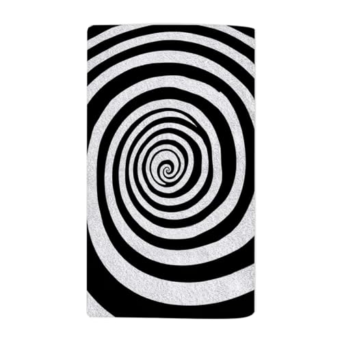 Abstract Geometric Radial Line Black Beach Towel Spiral Hypnosis Theme Circle Swirl Face Towels Suit Travel Sports Pool Swimming Bath Camping Spa Gym Yoga,15x30 Inch - color: Radial Line Black