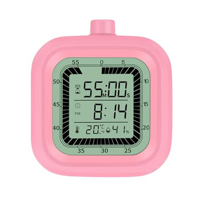 4 in 1 Visual Digital Visual Timer Battery Operation Alarm Clock with Humidity Temperature Monitor Magnetic Wall Mount Kitchen Study Timer for Classroom Office Bedroom Pink - color: Pink