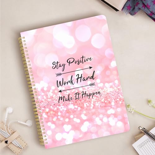 Cute Spiral Notebook journal A4 Aesthetic Pretty Design for Women Girls Kawaii with Pocket, 8.5 x 11 inch, Lined, Positive - color: Positive, style: Lined