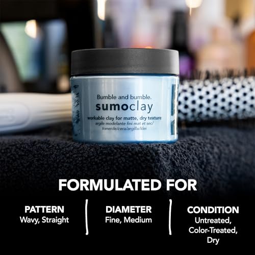 Bumble and bumble. Sumoclay Matte Texture Clay | Workable Texture, Moldable Hold + Matte Finish | With Kaolin Clay | For Short Fine to Medium Wavy, Straight Hair, 1.5 Ounce