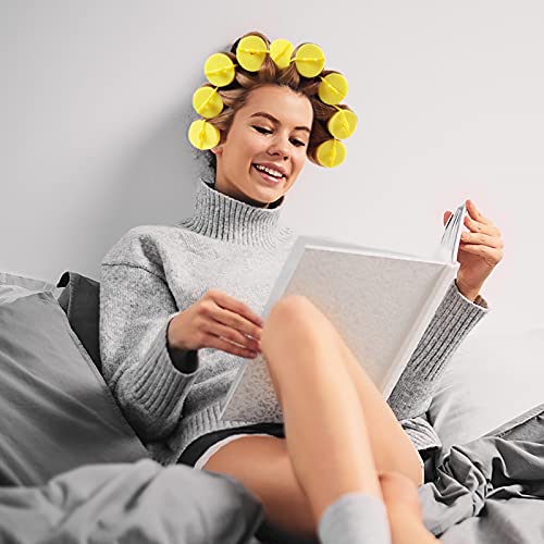 Jumbo Foam Sponge Hair Roller Soft Sleeping rollers Curvy Wavy Hairstyle Curling Hair Styling Tools 24 Pieces Use For Long Hair Short Hair Ladies And Children 2"X2.75"(yellow) - color: Yellow24