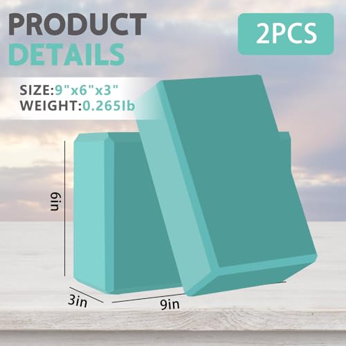 Yoga Block - Unsupported Latex Eva foam - Soft non slip surface with bevel for yoga, pilates, meditation - Yoga accessories for stability, balance and deep stretching - color: Fruit Blue-2 Pack