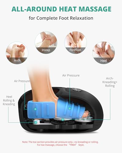 Medcursor Foot Massager with Heat, 2026 Upgraded Shiatsu Foot Massagers for Delivers Pain Relief, Tired, Plantar Fasciitis, Adjustable Air Pressure, Fits Up to 13" - color: Black