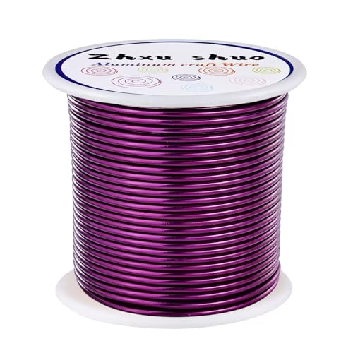 12 Gauge(2mm) Aluminum Wire 35 Yards Anodized Metal Wire for Bonsai Armature Crafting Sculpting Jewelry Craft Making Beading Floral (Purple, 12 Gauge) - color: Purple