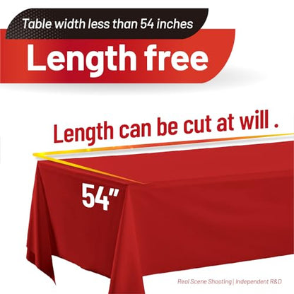 Plastic Table Cloth, 410 Ft X 54 In Disposable Tablecloth Red Tablecloth | PEVA Plastic Table Cloth Disposable with Sliding Cutter Plastic Table Cover Roll for Picnics, Parties, Birthdays, Festivals - color: Red, size: 4920" x 54" (Rectangular)