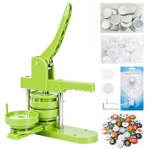 Happizza Button Maker Machine, 75mm(3 inch) DIY Pin Button Maker Press Machine Kit, Badge Button Press Machine Pin Maker Machine with Free 100pcs Button Parts&Pictures&Circle Cutter - size: Round - 75 mm