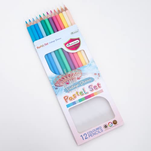 MASTERART Pastel Colored Pencils 12 Colors for Kids and Adults Coloring (VINTAGE DREAM PASTELS) - style: VINTAGE DREAM PASTELS