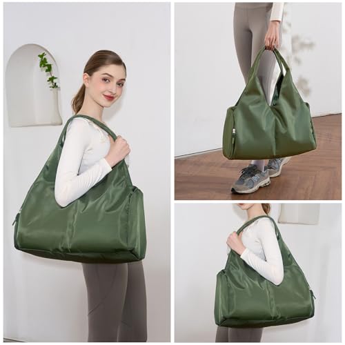 Forestfish Gym Bag For Women With Shoes Compartment & Wet Dry - color: Army Green
