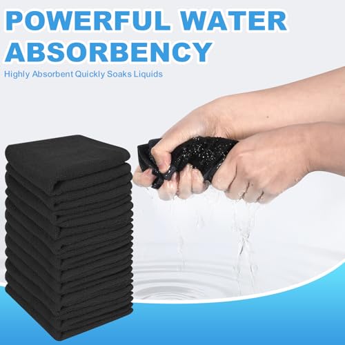 100% Cotton Washcloths Set, 12-Pack Wash Cloths,12x12 Inch Black - color: Black 12 Pack