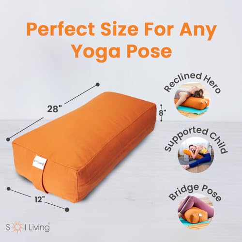 Pranayama Yoga Bolster Meditation Pillow - color: Tango, size: Rectangular 28" x 12" x 8"