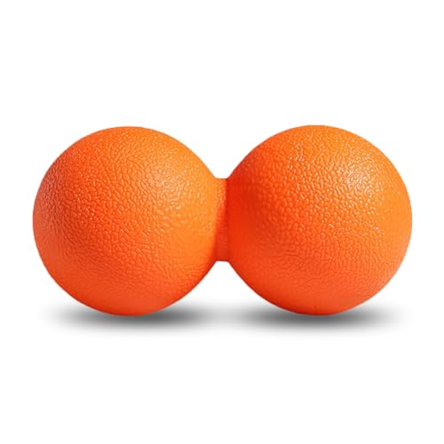 GOGO Peanut Massage Ball for Myofascial Release, Orange Double Lacrosse Fascia Balls for Back Feet Trigger Point Therapy, Deep Tissue - color: Orange