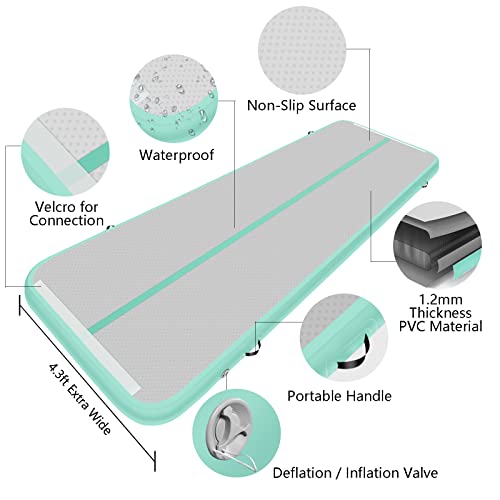 XHYCPY Inflatable Air Gymnastics Mat 10ft/13ft/16ft/20ft Tumbling Mat with Electric Pump 4.3ft Extra Wide 4 Inches Thich Tumble Track for Home Use/Training/Cheerleading/Yoga/Water