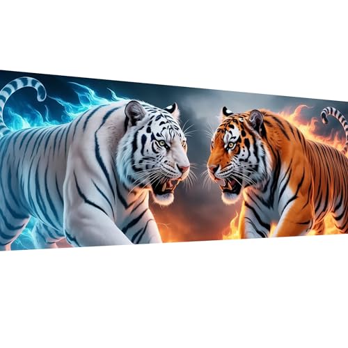 SKRYUIE 5D Large Diamond Painting Kits Tiger - DIY Diamond Art Kits for Adults Animal, Full Round Drill - Crystal Embroidery Cross Stitch - Craft for Wall & Office Decor - 12x30 inch / 30x80 cm B4 - color: colorful-10