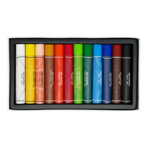 Oil Pastels Set, Soft Round Oil Pastel Crayons for Students & Artists, Drawing, Sketching, Blending & School Art Supplies (12 Colors) - color: 12 Colors