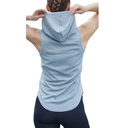 Womens Workout Hooded Tank Yoga Tops Running Shirts Quick Dry Gym Sleeveless Hoodie - color: 3 Pack: Black+white+grey, size: Large