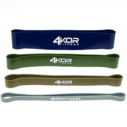 4KOR Fitness Resistance Loop Band Set, Perfect for Crossfit, Yoga, Physical Therapy, and Booty Building - color: 4 Extra Thick Bands