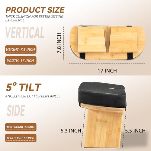 Bamboo Meditation Bench, Foldable Prayer Stool (Black-Bag) | Meditation Kneeling Bench, Seiza Prayer Bench, Prayer Bench with Meditation Cushion, Kneeling Prayer Stool for Home - color: Black-bag