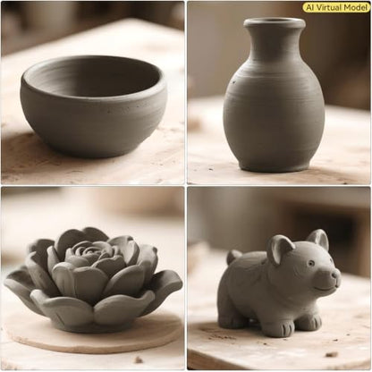 VIBRATITE 10LB Air Dry Clay, Gray Modeling Clay for Pottery & Sculpting | Easy to Shape for Hand Building, Wheel Throwing, DIY Crafts, Classroom Art Projects, Ideal for Beginners & Artists - color: Gray