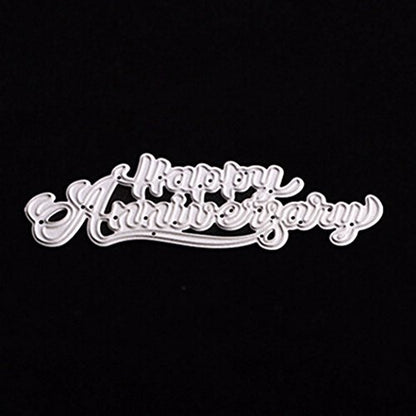 Letter Thank You Mr&Mrs Best Wishes Happy Anniversary Heart Metal Cutting Dies Stencil DIY Scrapbooking Embossing Tool DIY Paper Cards Album Decoration (Happy Anniversary) - style: Happy Anniversary