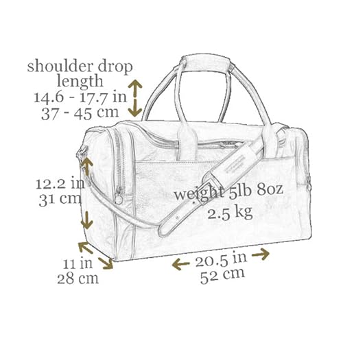 Time Resistance Leather Duffel Bag - Large Weekend Gym Travel Bag (Cognac Brown) - color: Cognac