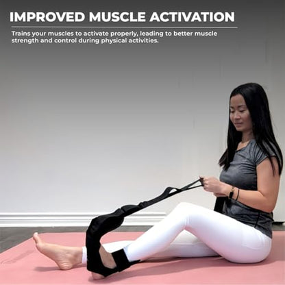 Foot and Calf Stretcher - Stretching Strap for Plantar Fasciitis, Achilles Tendonitis, Heel Spurs, Foot Drop, & Hamstring, Versatile Stretch Strap Used as Leg stretcher, Hamstring Stretcher and Foot Stretcher - color: Black
