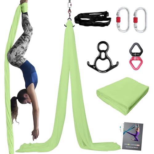 PRIOR FITNESS Aerial Silks Kit, SGS&CE Certified, 9/15/20Yards - color: Budgreen, size: M(15 Yards)