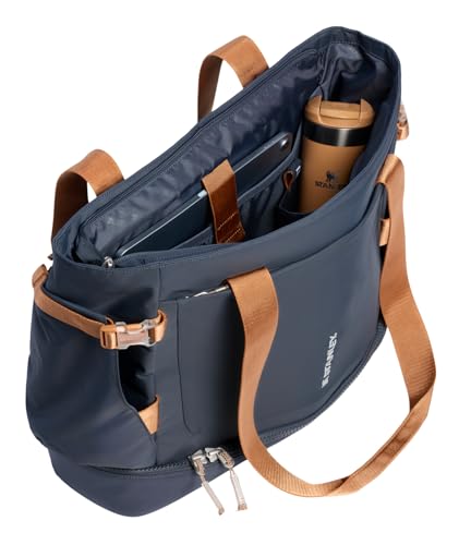 STANLEY Vitalize Tote| Gym, Work & Travel Bag with Laptop Sleeve | Expandable Bottom Compartment | Tumbler & Water Bottle Pockets | Durable Recycled Fabric | Twilight - color: Twilight, size: Tote