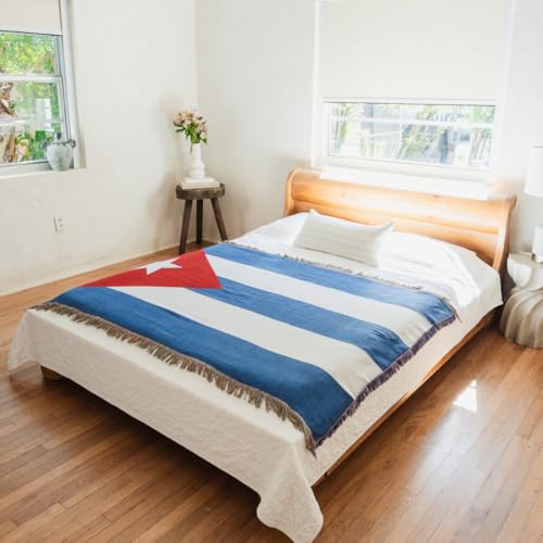 Cuba Flag Woven Throw Blanket – Woven Not Printed – 50x70 Cuban Blanket for Couch, Bed or Wall – Made for Cubans Living Abroad - color: Cuba