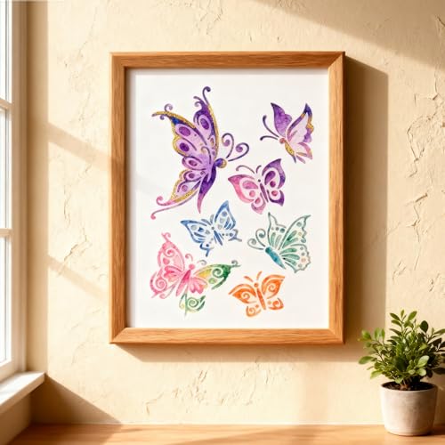 TIAMECH A4 Reusable Butterfly Stencil for Painting | Butterflies Layering Template, DIY Wall Art, Wood Furniture, Scrapbook & Crafts (8.3x11.7inch) - style: Butterflies