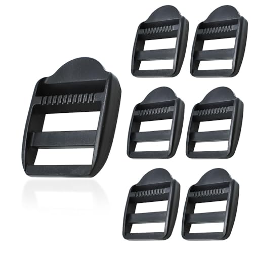 20pcs Ladder Lock Slider Buckles, Black Plastic Belt Buckle, 15-50mm Multi-Size Pack for Outdoor Backpack Gear - size: Webbing Size 20mm