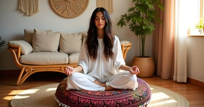 ICC Large Round seat Floor Cushion Chair Ottoman Cover Pouf Pillow Meditation Floor Cushions Cases Seating Ottoman Throw Covers Craft Room Furniture for Sitting Cover Multi 4 Fool 32" Round - size: 32" x 32" (Pack of 1), style: Multi 4 fool