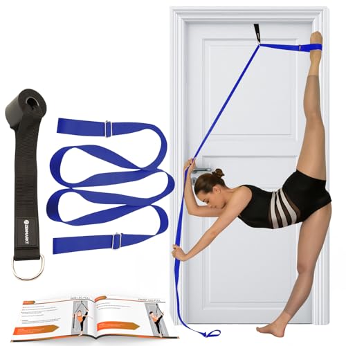 Stretching Strap with Door Anchor for Splits and Flexibility Training - color: Dark Blue