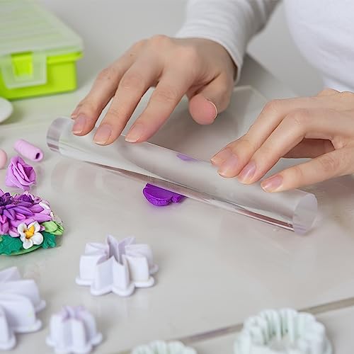 HARFINGTON Acrylic Clay Roller 9 Inch x 1 Inch Solid Non-Stick Plastic Round Tube Roller Polymer Clay Rod Fondant Rolling Pin for Shaping, Sculpting, Modeling DIY Crafts, Transparent - color: Transparent, size: 9 Inch x 1 Inch