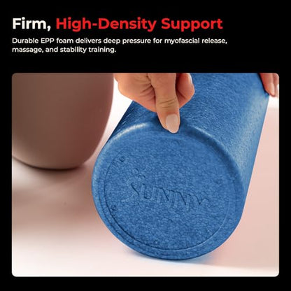 Sunny Health & Fitness 36" Blue High-Density Yoga Foam Roller | Muscle Relief, Physical Therapy, Post-Workout Recovery, Improved Flexibility, Home, Gym, Rehab Use, Full-Body Use - color: Blue, size: 36-Inch