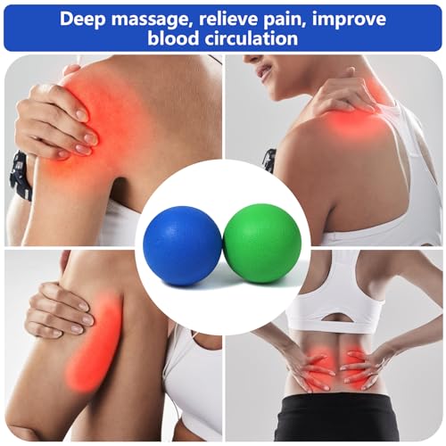 2-Pack Firm Lacrosse Massage Balls (Green&Blue) - color: Green&blue
