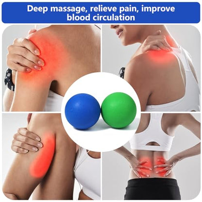 2-Pack Firm Lacrosse Massage Balls (Green&Blue) - color: Green&blue