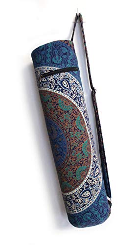 INDIAN CRAFT CASTLE ICC Yoga Mat Bag Carrier Full-Zip Exercise Yoga Mat Carry Bag for Women Men with Multi-Functional Storage Pockets and Adjustable Shoulder Strap 26X6 Inches - style: Blue 6 Kaam