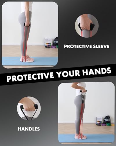 Equipro Resistance Bands, Exercise Bands, Resistance Bands for Working Out with Handles and Door Anchor, Workout Bands for Men Women with Protective Sleeve for Fitness Weights Work Out at Home