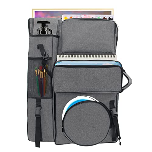 Boyistar Art Portfolio Carry Bag 20" x 26", Canvas Art Portfolio Backpack Traveling Outdoor Drawing Portfolio Case Large Capacity Artist Carrying Bag/Tote Bag for Drawing Board, Screen, Accessories | Traveling Outdoor Drawing Portfolio Case Large Capacity