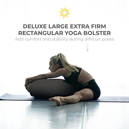 6 Piece Restorative Yoga Kit | Includes 1 Yoga Bolster (24"x12"x6"), 2 Blocks (4"x6"x 9"), 1 6ft D-Ring Strap, 1 Mexican Blanket, 1 Unscented Eye Pillow - color: Cool Gray