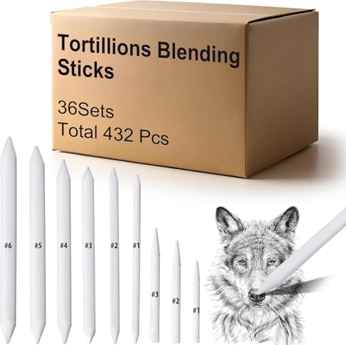 Fulmoon 432 Pcs Blending Stump and Tortillion Set Paper Art Blenders for Drawing Sketch Shading Pencil Oil Pastel Blender Tools Drawing Supplies for Artists Students and Beginners (Assorted) - style: Assorted