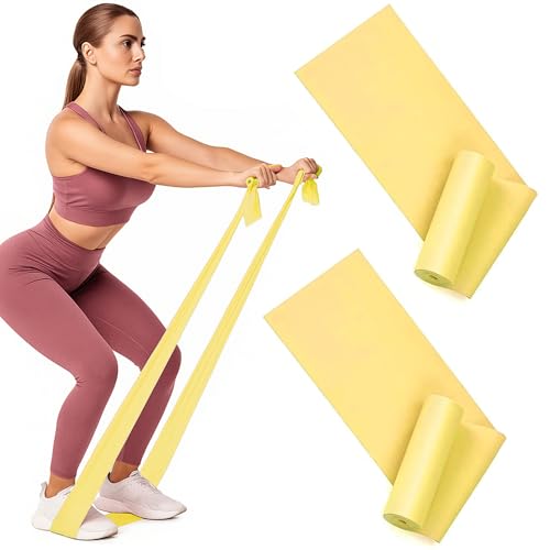 Resistance Bands, Non-Latex Elastic Exercise Bands for Upper and Lower Body, Strength Training Without Weights, Ideal for Physical Therapy, Pilates, Rehab, Home Fitness, Beginners - color: Yellow