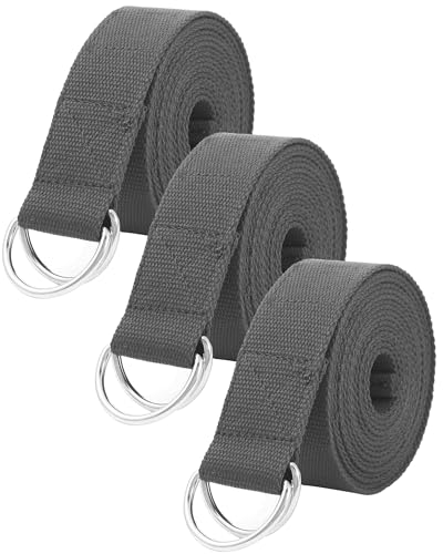 Gelante 피트니스 운동 요가 스트랩 - 내구성 있는 면 3m(10피트) 길이 - color: 3팩: 그레이
