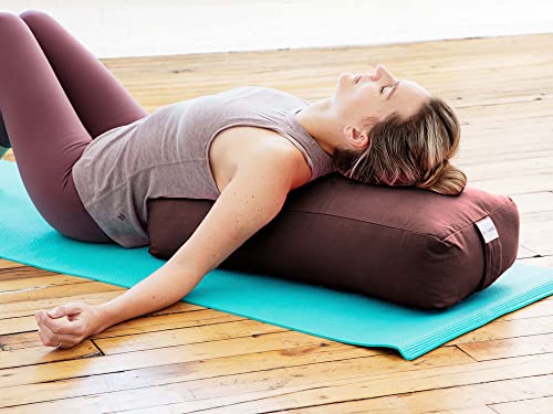 Pranayama Yoga Bolster Meditation Pillow - color: Brown, size: Rectangular 28" x 12" x 8"